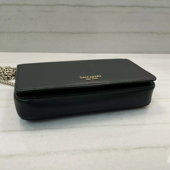 Kate Spade Syliva Flap Black Leather Chain Wallet Crossbody NWOT - Picture 11 of 11